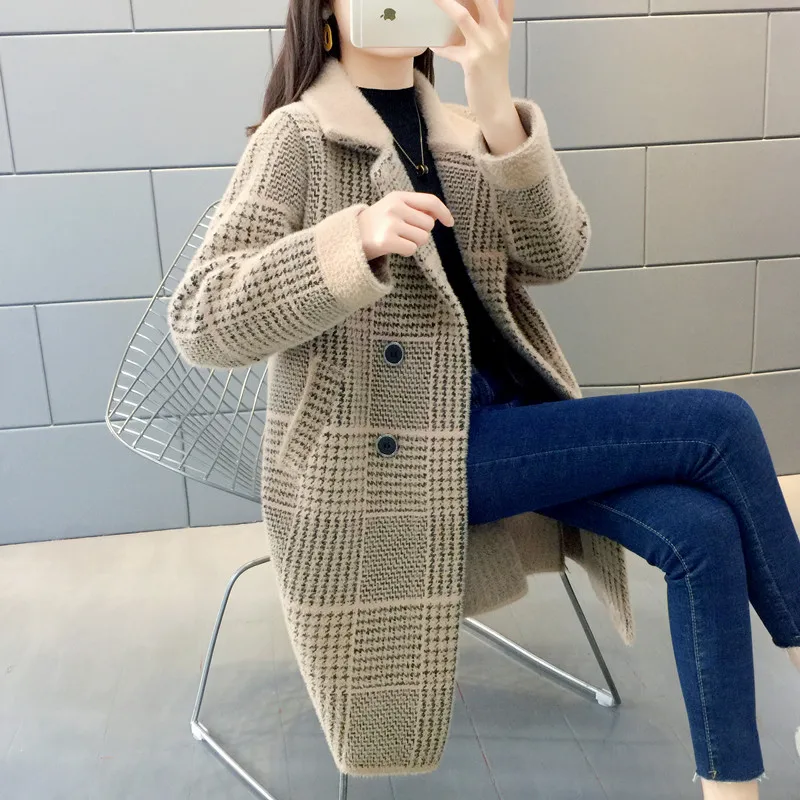 Норковая флисовая верхняя одежда женский свитер кардиган женская 2020 Осень-зима