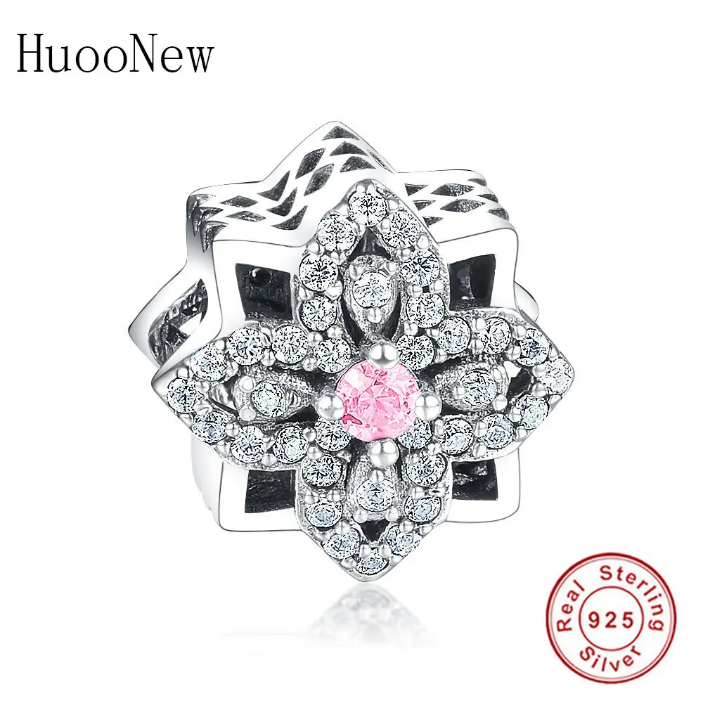 

Подходит для оригинального очаровательного браслета, розовый прозрачный CZ цветок лепесток бисера Подвески 925 пробы Серебряный ювелирный б...