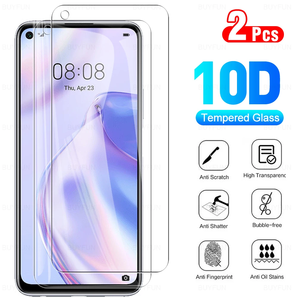 

2pcs Screen Protector Tempered Glass For Huawei p40 p30 p20 lite pro 5g full coverage protective film 9D all-inclusive anti-drop
