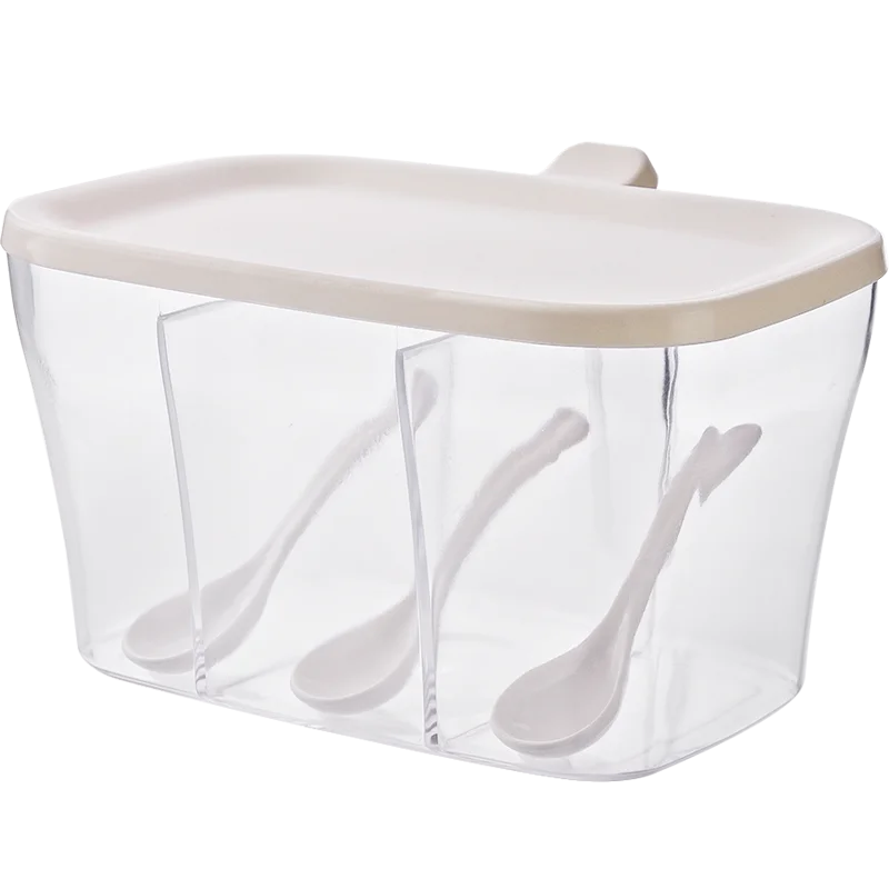 Пластиковая Штабелируемая коробка для специй стойка 3 банки с крышкой и