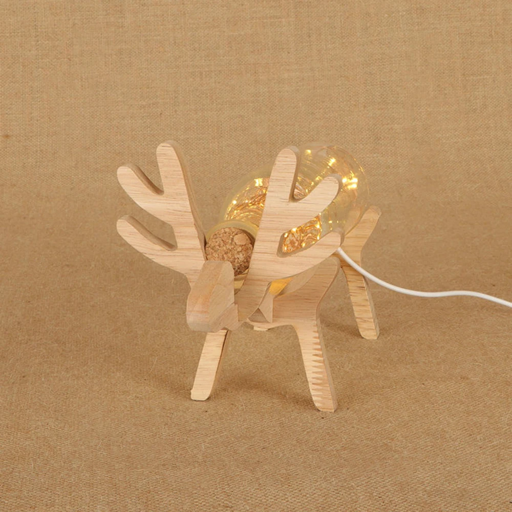 Современная Новинка деревянная и стеклянная настольная лампа арт деко в форме