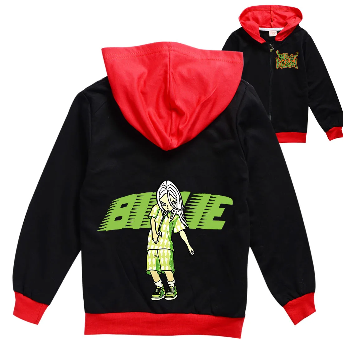 

2-15 Years Billie pattern tshirt Kids zipper Tops Tees Children T Shirt Teenager Hoodie Boys coat For boys toddler clothes girl