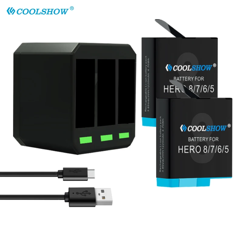 Для GoPro Hero 8 7 6 5 Black AHDBT 801 701 601 501 Аккумулятор для камеры 1220 мАч Зарядное