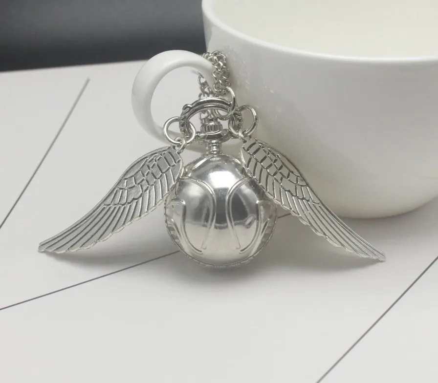 Часы кварцевые карманные в форме мяча Снитча модные ожерелья с крыльями