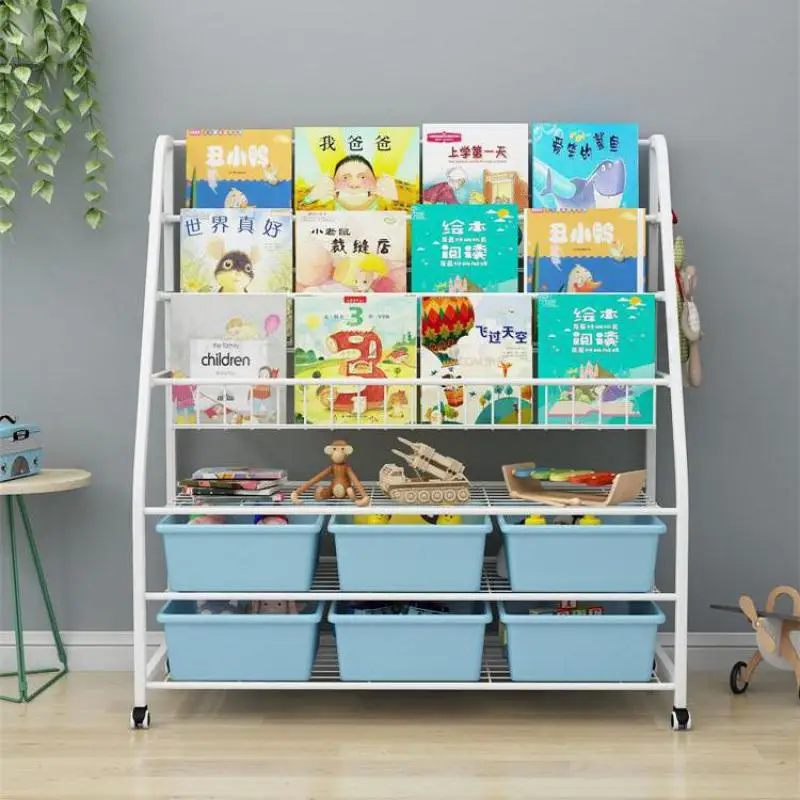 Простая детская полка для хранения игрушек книжная рисунков железный пол дома