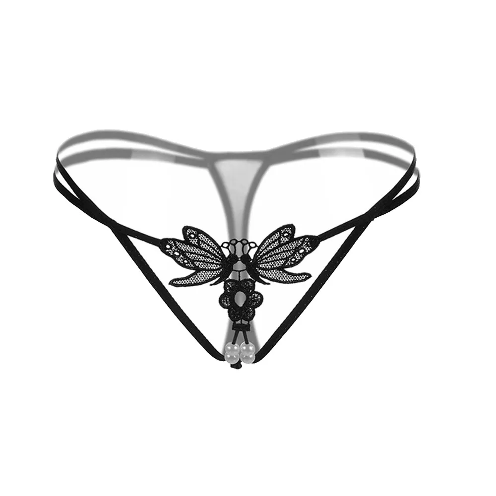 Womail Butterfly Lace Design Lingerie Femme Sexy Knickers G-string Pearl Low Waist Hollow Out Panties Solid | Тематическая одежда
