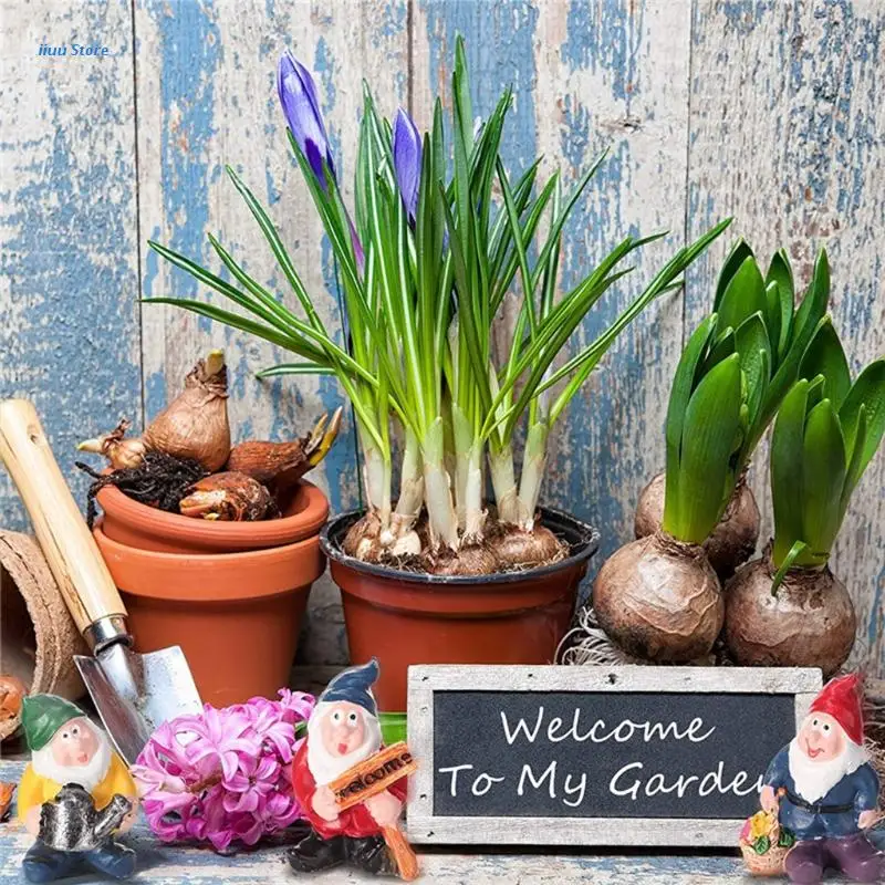 

7pcs Mini Garden Gnome Statue Swedish Tomte for Fairy Gardens Yard Decoration Front Porch Dwarf Figurines