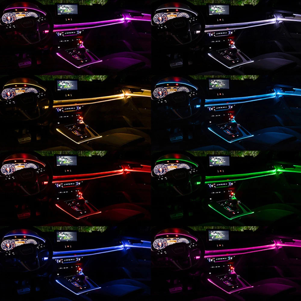 RGB LED Car Interior Decorative Light Strip Flexible Atmosphere Lamp With Cigarette Connector By APP Control 8M Neon | Автомобили и