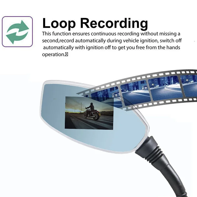 

Hot Driving Recorder Motorcycle Rearview Mirror 1080P Camera Auto Digital Video Recorder X66