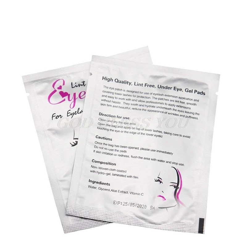 100 пар патчи для удлинения ресниц под гелевые накладки глаз наклейки без ворса