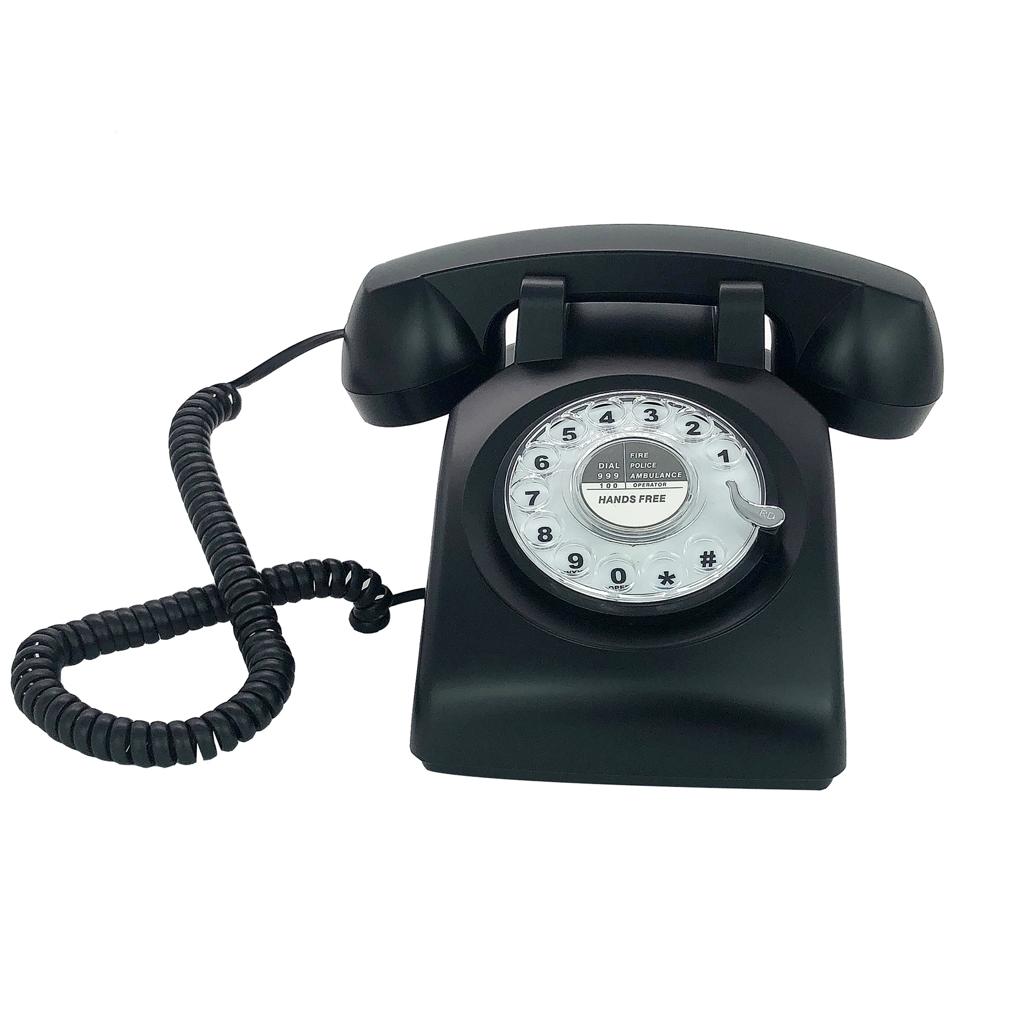 

Black Retro Telephone Classic Vintage Rotary Dial Hands Free Landline Phone for Home/Office/Hotel, Antique Phones for Senior
