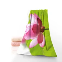 beautiful flower lotus towels microfiber fabric bath towels travelbeachfacetowel custom creative towel size 35x75cm 70x140cm