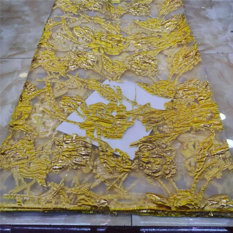 

2020 African orange Brocade Sequins Lace Fabric 2020 Hot Sale Nigerian Wedding Dress High Quality Organza French Net Mesh Lace
