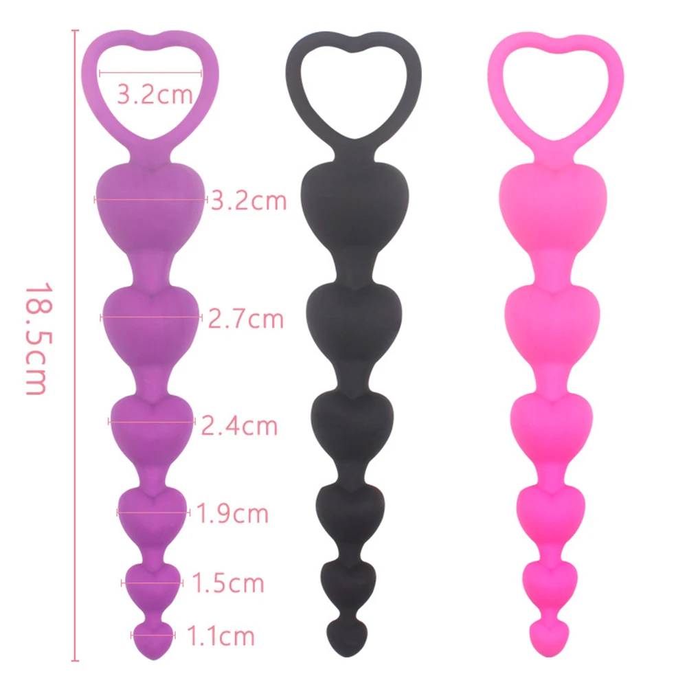 Yunman 18.5cm Heart Shape Anal Beads Plug Silicone Stimulator Ball Flexible Prostate Massager Trainer For Women Men | Интимные товары