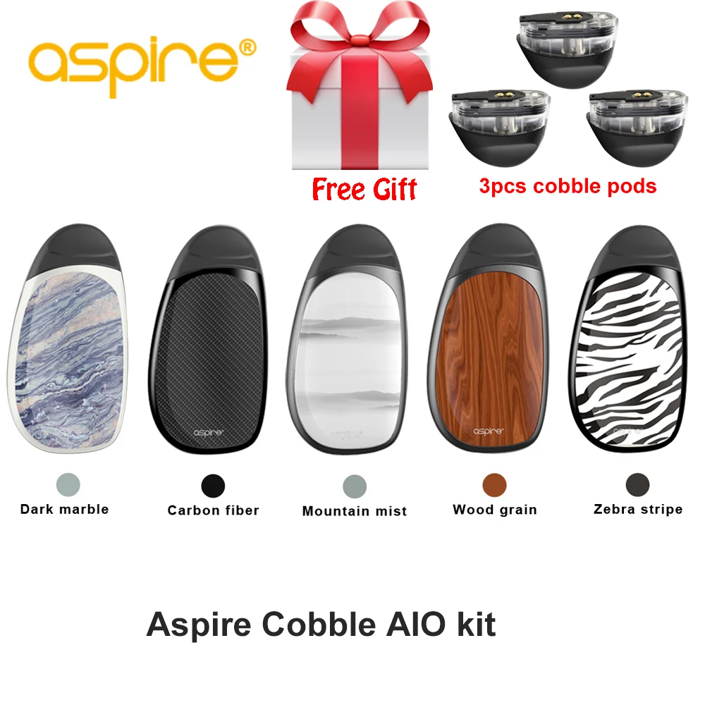 Бесплатный подарок оригинал Aspire cobble pod kit новейший aspire aio vape system с батареей 700 мАч 1 8