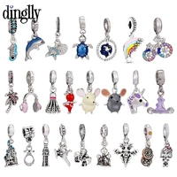 dinglly 1pcs blue ocean turtle dolphin dangle animal charm fit bracelets necklace grey mouse pendant rainbow castle accessory