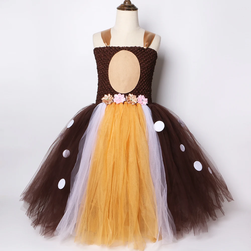 В виде снежинок и оленей платье-пачка с повязкой на голову Коричневая прозрачная