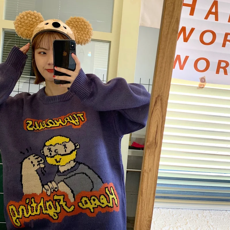 Свитер Свободная верхняя одежда в Корейском стиле бойфренд | Женская