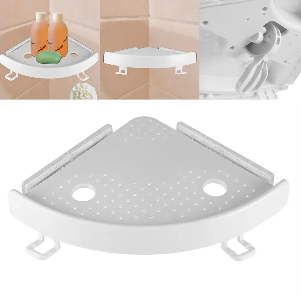 

hot faroot Bathroom Plastic Shelf Qrganizer Corner Snap Up Storage Holder Shelves Shower Wall Holder Shampoo Soap Holder