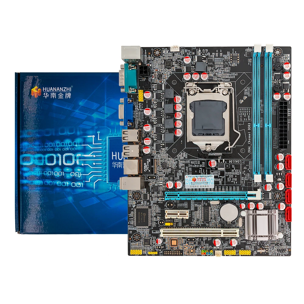 Huanan Zhi H55 M-ATX материнская плата для Intel LGA 1156 i3 i5 i7 DDR3 16 Гб SATA2.0 PCI-E VGA 9-контактный COM Порты и разъёмы