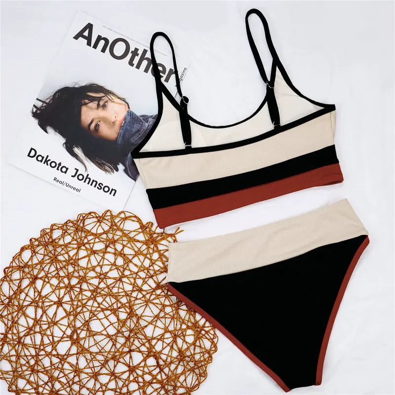 Высокая Талия Плавание из 2 предметов спортивный костюм бикини бразильское для