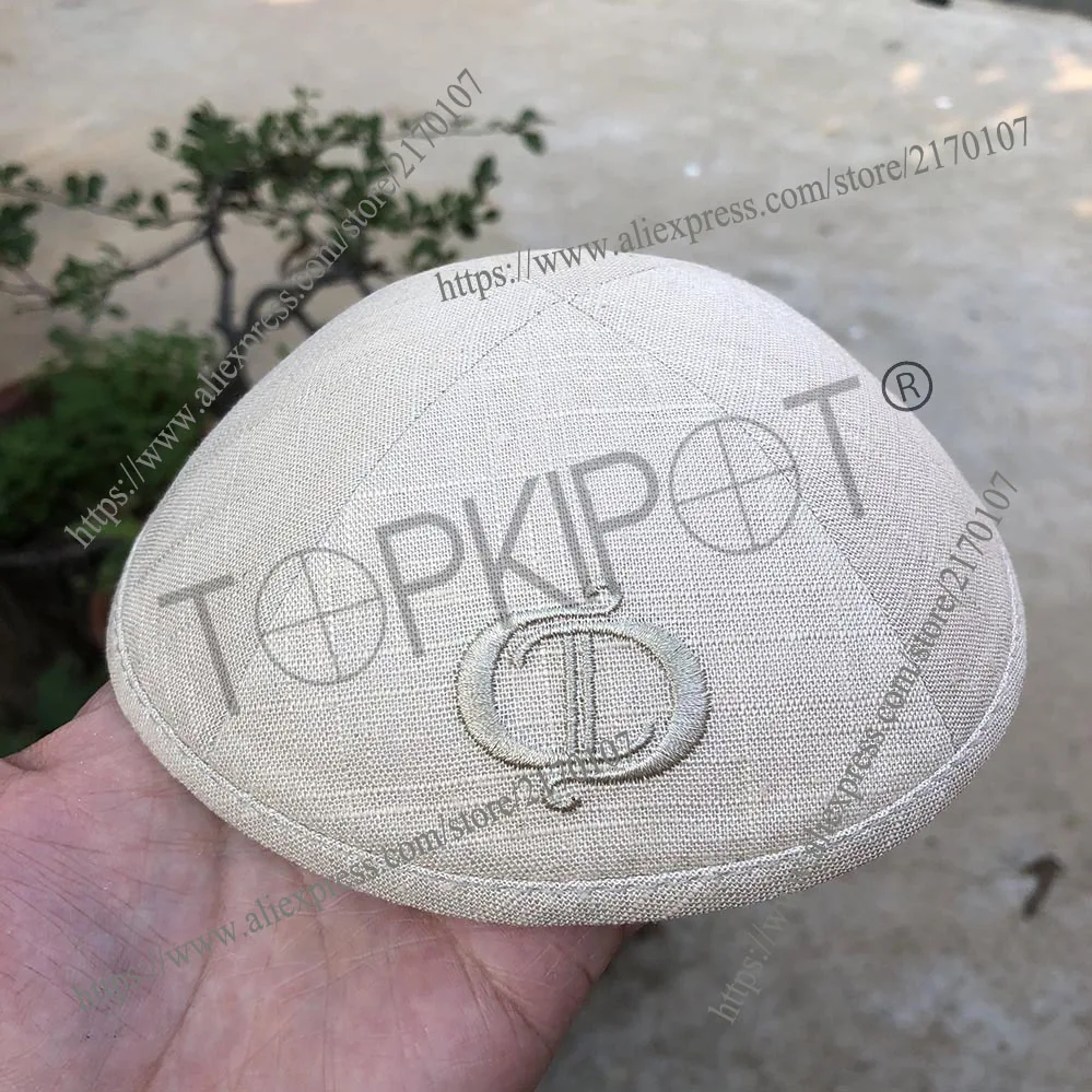 Льняной кипот телесного цвета вышитый Свадебный киппах YARMULKES CIPA еврейские кепки |
