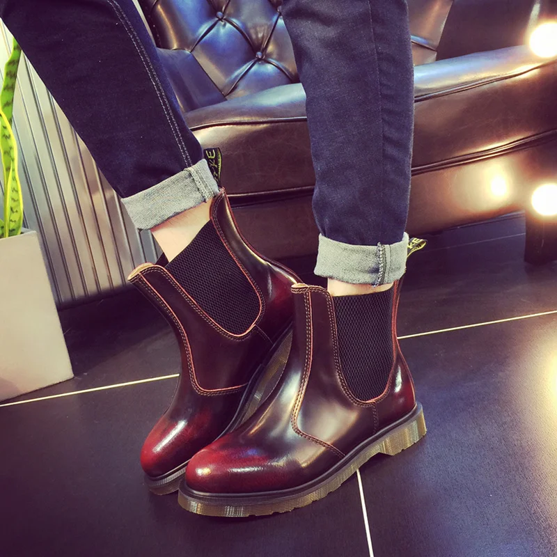 X/брендовые красные ботинки Челси на платформе без шнуровки в стиле ретро мужская