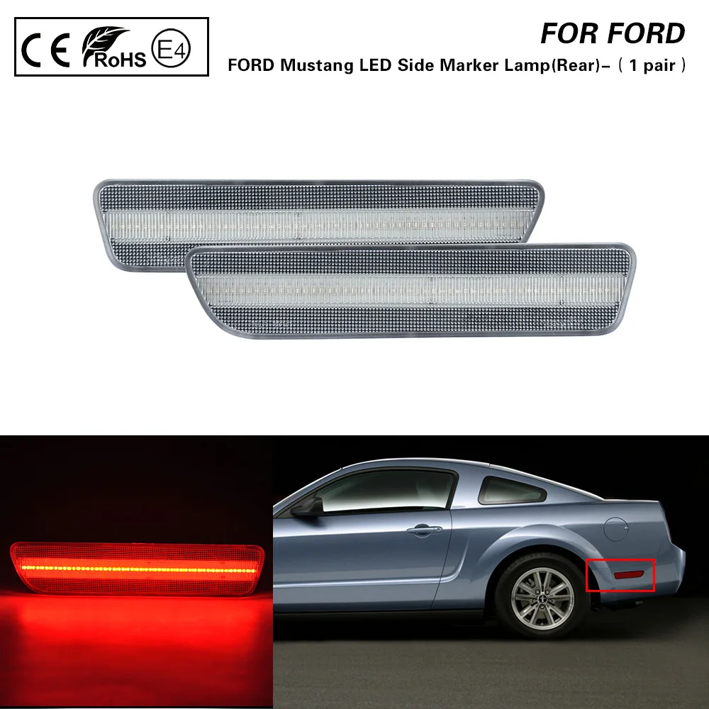 

2 шт. для 2005 2006 2007 2008 Ford Mustang светодиодные габаритные огни заднего бокового брызговика габаритные огни Sidemarker сигнальная лампа красный светил...