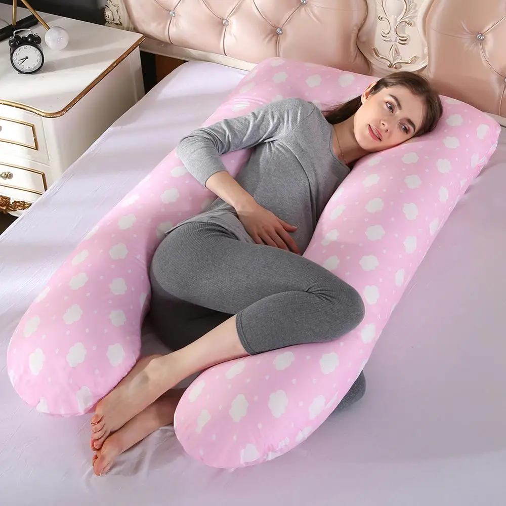 Cloud pink Беременных женщин спальный Поддержка Подушка с наволочкой хлопок U форма материнства подушки беременность сторона спальное постельное белье дропшиппинг - Цвет: Cloud pink