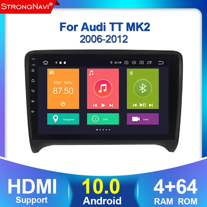 Автомобильный DVD плеер DSP IPS 4 Гб 64 ГБ Android 10 0 2 DIN GPS для Audi TT MK2 8J 2006 2012 мультимедийный