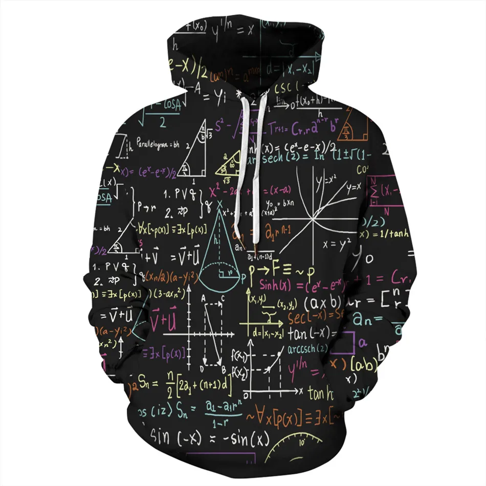 Толстовка с капюшоном для мужчин и женщин, свитшот с забавным 3D-принтом математики и формулы, пуловер в стиле Харадзюку, спортивный костюм в ... от AliExpress WW