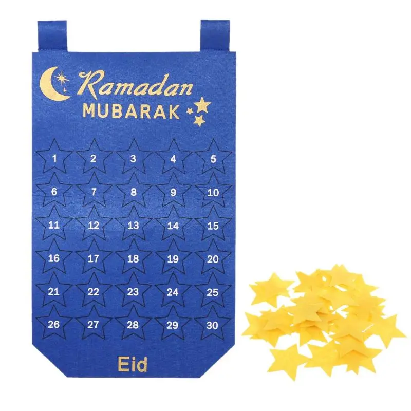 DIY фетровый Рамадан Eid Mubarak Kareem настенный подвесной Нумерованный график с