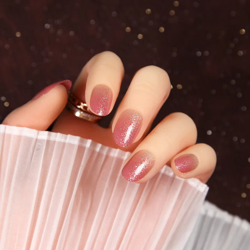 

24 шт. градиент Цвет супер флэш-памяти декоративная пудра накладные ногти средней Стиль круглый головной офис дом пригодно для ногтей