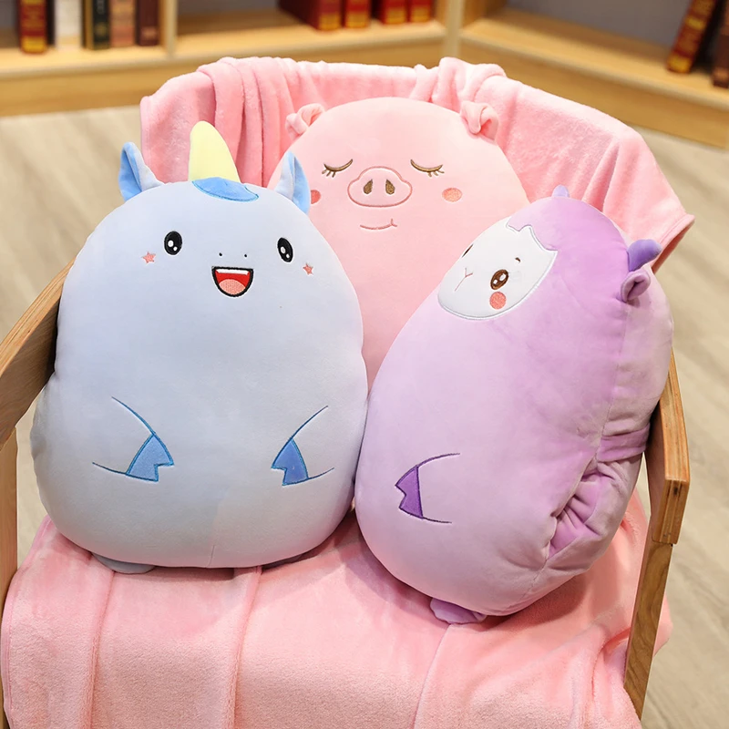 

1PC Cartoon Animal Dinosaur Unicorn Mouse Monkey Plush Toys Stuffed Soft Plush Warm Hand Pillow Blanket Children Birthday Gift
