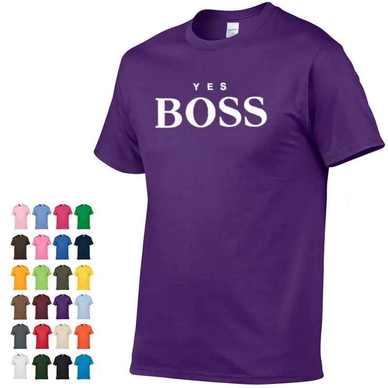 

2021 summer pure cotton men's T-shirt with YES BOSS letters simple style casual T-shirt large size O-neck short-sleeved T-shirt