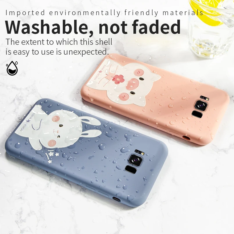 Милый чехол из жидкого силикона с картунами для Samsung Galaxy S8 S9 S10 Plus прозрачный чехол Funda Capas on.
