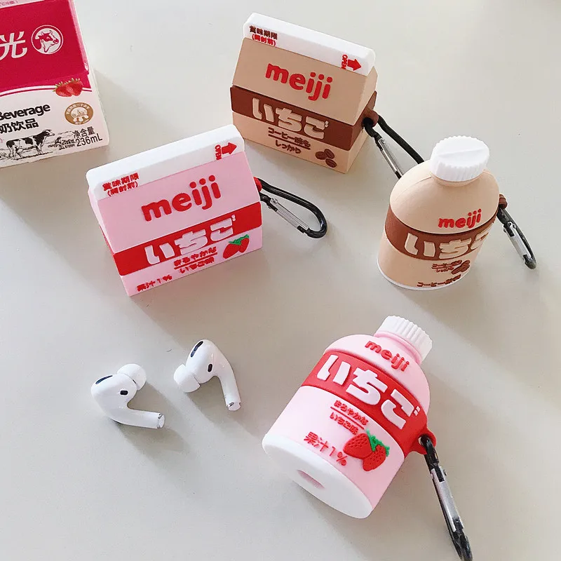 3D чехол для наушников s AirPods с милой бутылочкой клубничным Молоком Для Apple Airpods pro