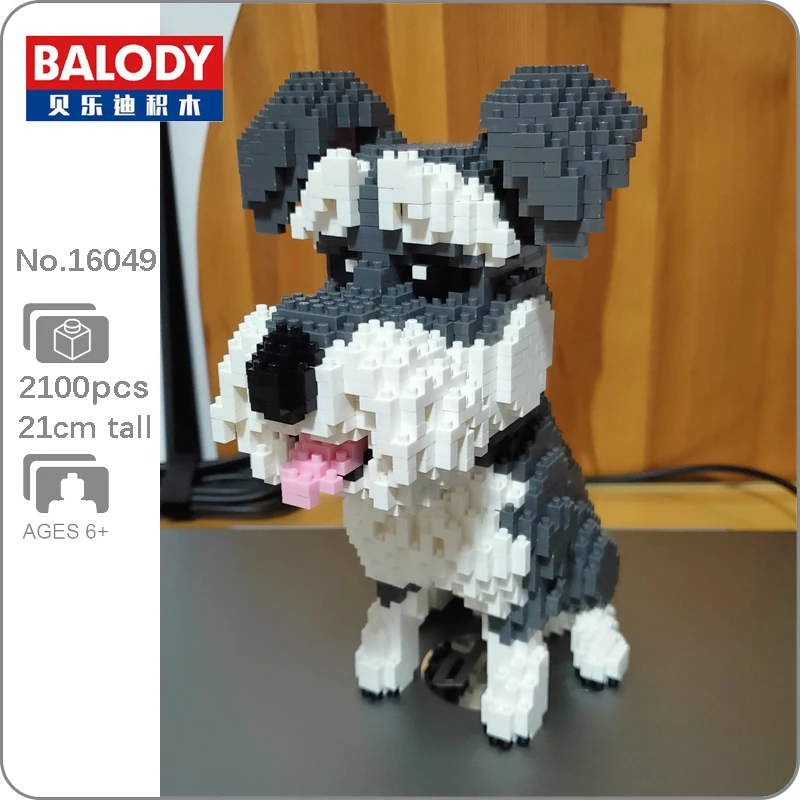 

CB Balody 16049 серый шнаузер собака животное 3D модель 2100 шт. маленькие мини алмазные блоки кирпичи игрушки для детей без коробки