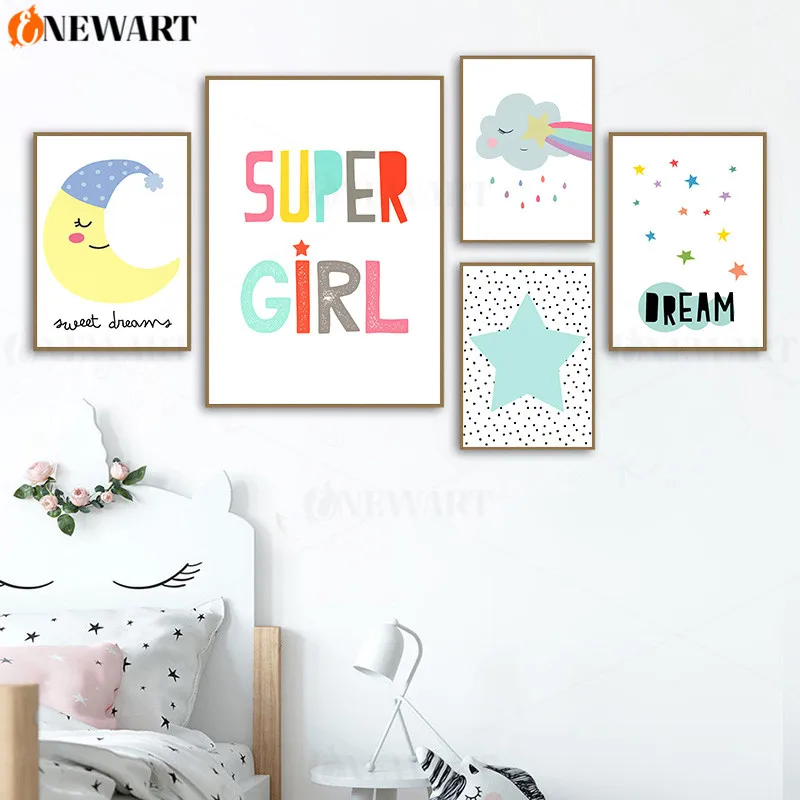 Мультяшная цитата для детской комнаты холст художественные постеры печать