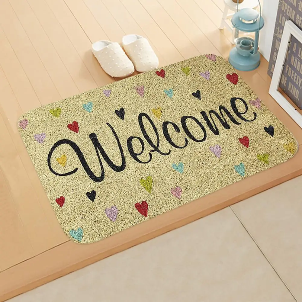 

Doormat Entrance Door Mat Anti-Slip Welcome Mat Rug Hallway Letter Flower Printed Carpet For Room Bedroom Home Kitchen 60x40cm