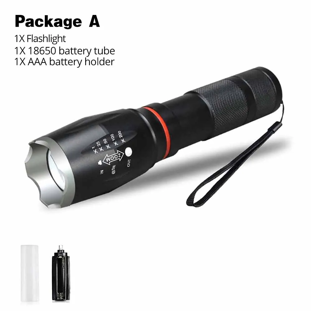 Package A Многофункциональный светодиодный фонарик Мощный T6 L2 водонепроницаемый фонарь с зумом COB дизайн фонарик хвост супер магнит дизайн кемпинг лампа - Испускаемый цвет: Package A