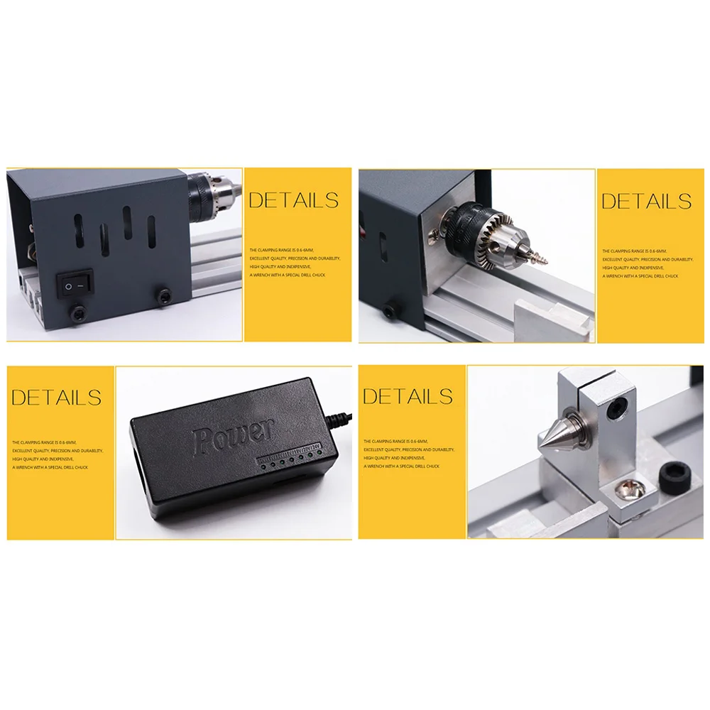 

CNC Mini Lathe Machine 24V DC 100W DIY Woodworking Buddha Pearl Grinding Meter Polishing Beads Wood Lathe Drill Rotary Tool