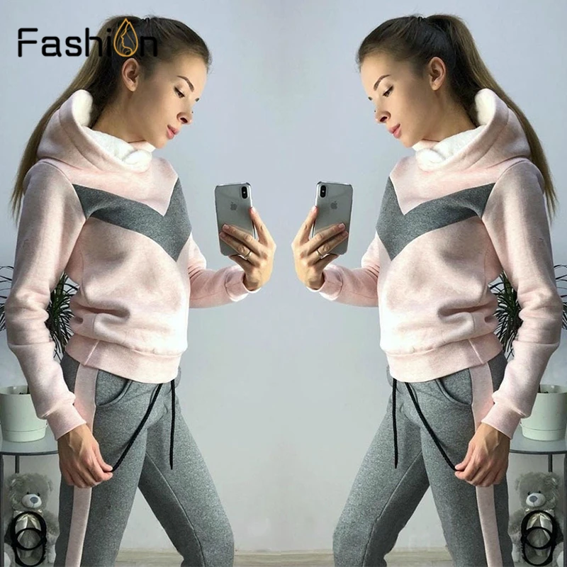 2019 зимние спортивные костюмы с капюшоном Женская Спортивная одежда для бега