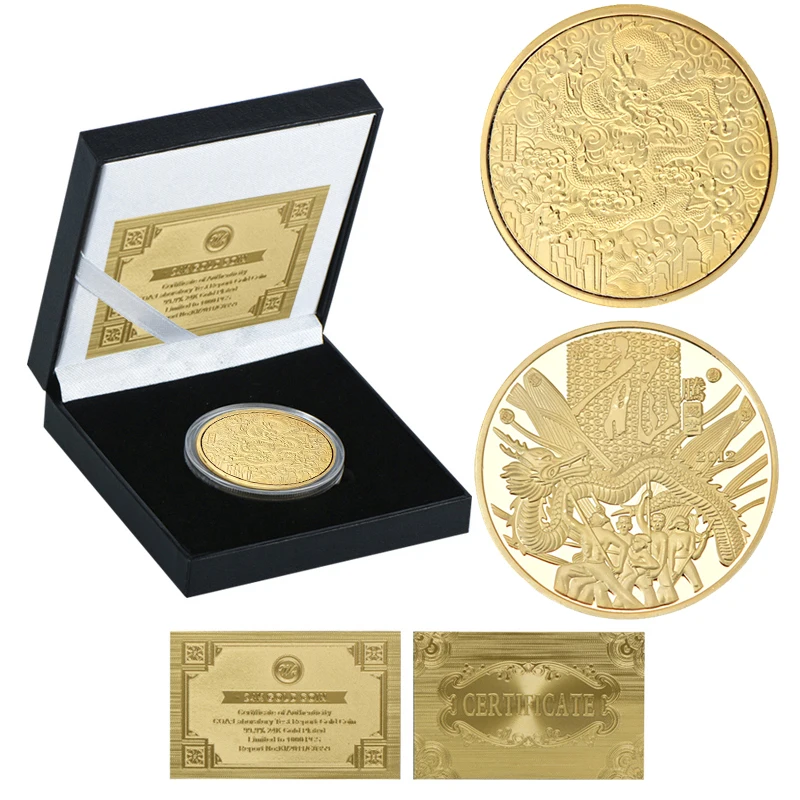 WR 1 oz 999 Ag Дракон металлические монеты 1 доллар Монетка 8-гранная витая Елизаветы II металлическая памятная монета для коллекции - Цвет: Coin with box