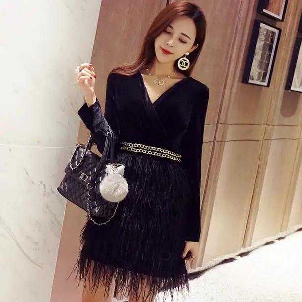 Подиумное осеннее женское вечернее платье 2019 Дизайнерское черное винно красное