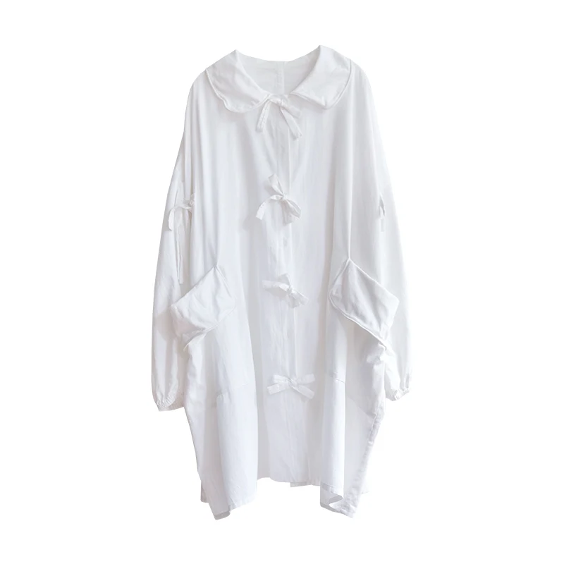 Imakokoni сплошной цвет повязки белая рубашка оригинальный дизайн свободные и