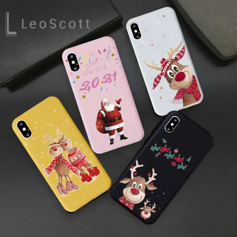

Merry Christmas Gift Silicone Phone Case Candy Color Phone Case for iPhone 11 12 pro XS MAX 8 7 6 6S Plus X 5S SE 2020 XR