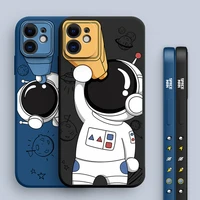 luxury space astronaut phone case for iphone 12 11 pro max mini x xs xr 7 8 plus se 2 slim soft liquid silicone protective cover