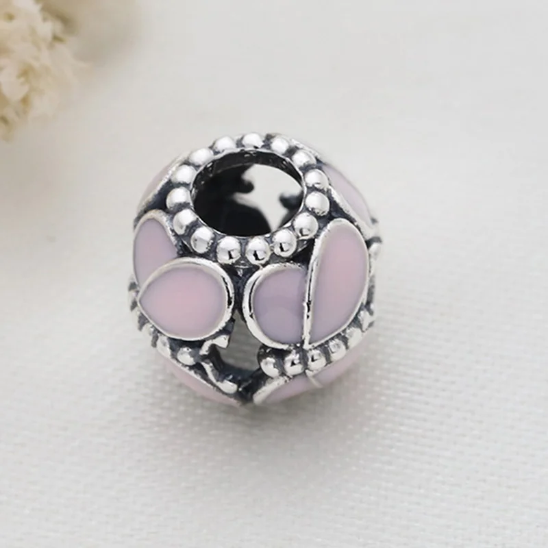 

100% 925 Sterling Silver Bead New Pink Butterfly Beads Fit Pandora Women Bracelet & Necklace Diy Jewelry