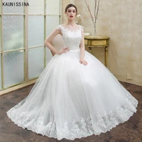 kaunissina brides ball gowns marriage dress lace embroidery fashion classic o neck wedding dresses vintage vestidos de noiva